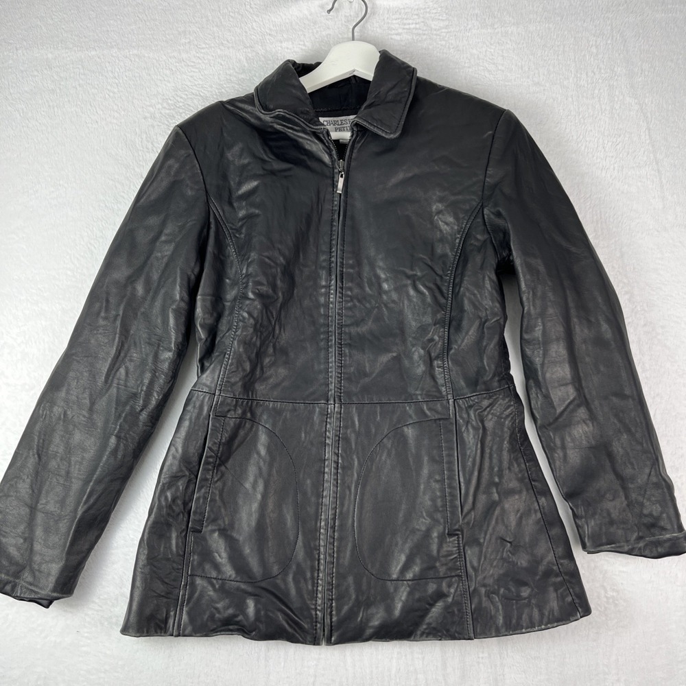Charles Klein Jacket Womens SP Black Collared Full Zip Long Sleeve Streetwear